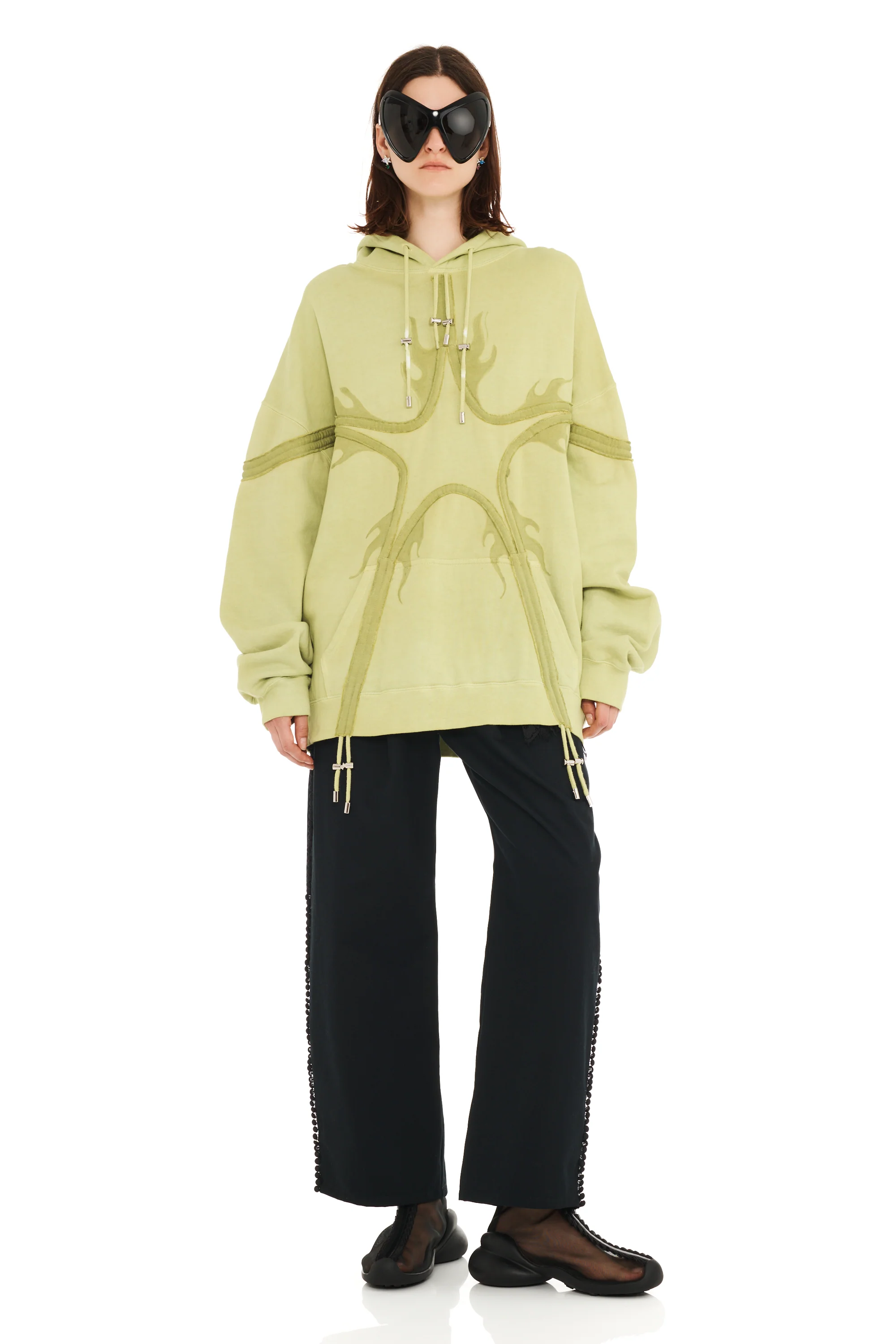 OLIVE FLAMES STAR HOODIE