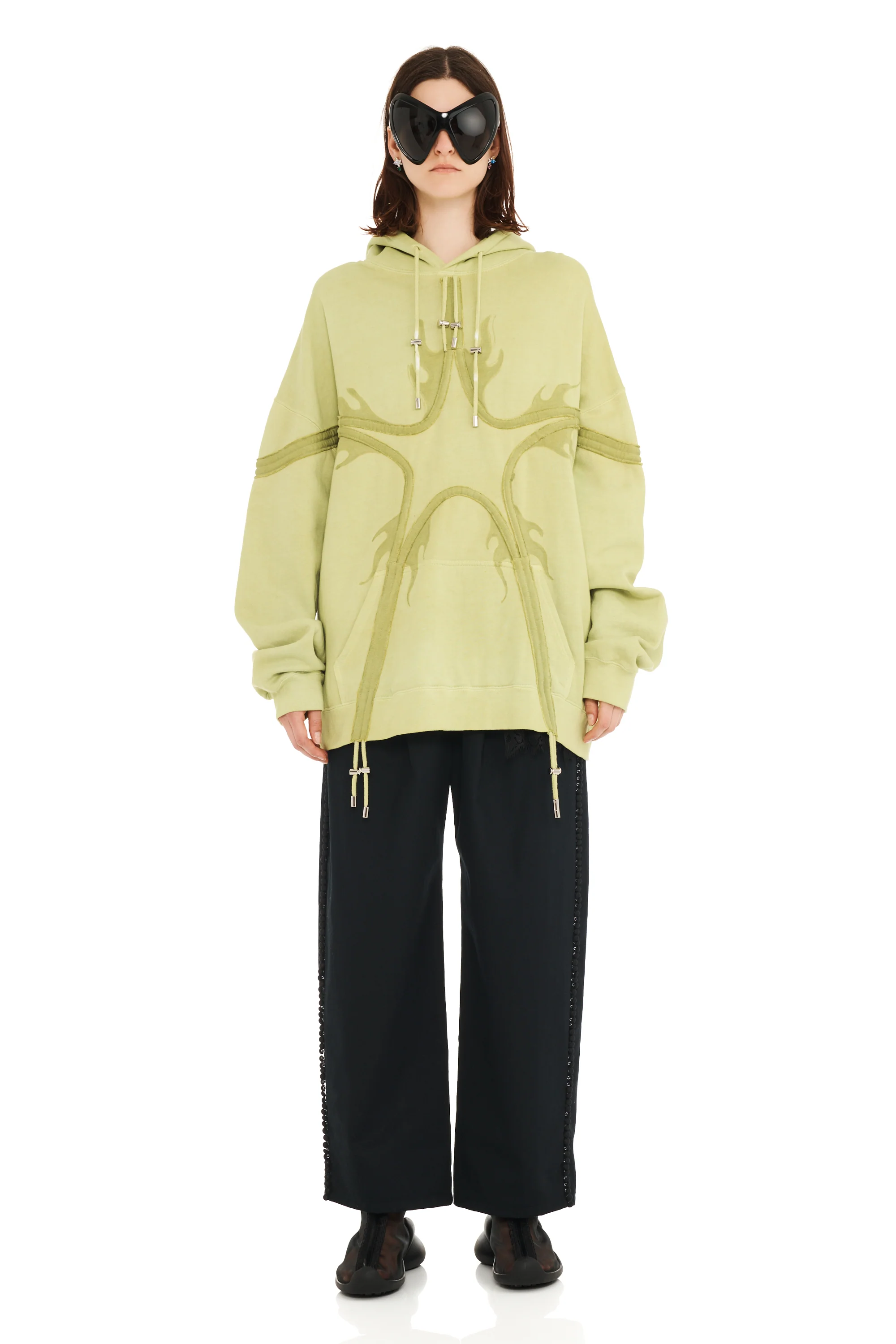 OLIVE FLAMES STAR HOODIE - Image 2