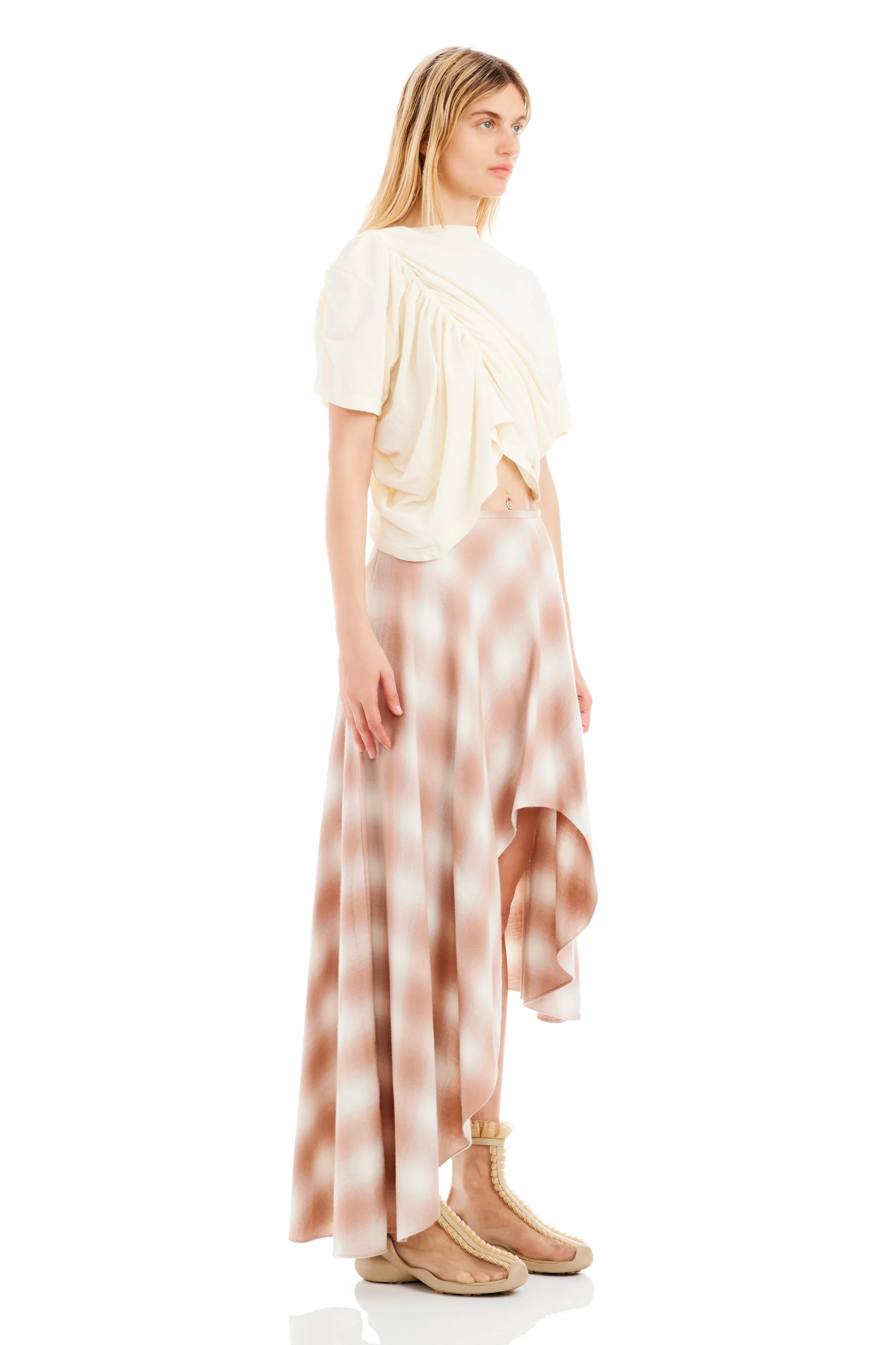 PEACH PLAID TULIP SKIRT - Image 3