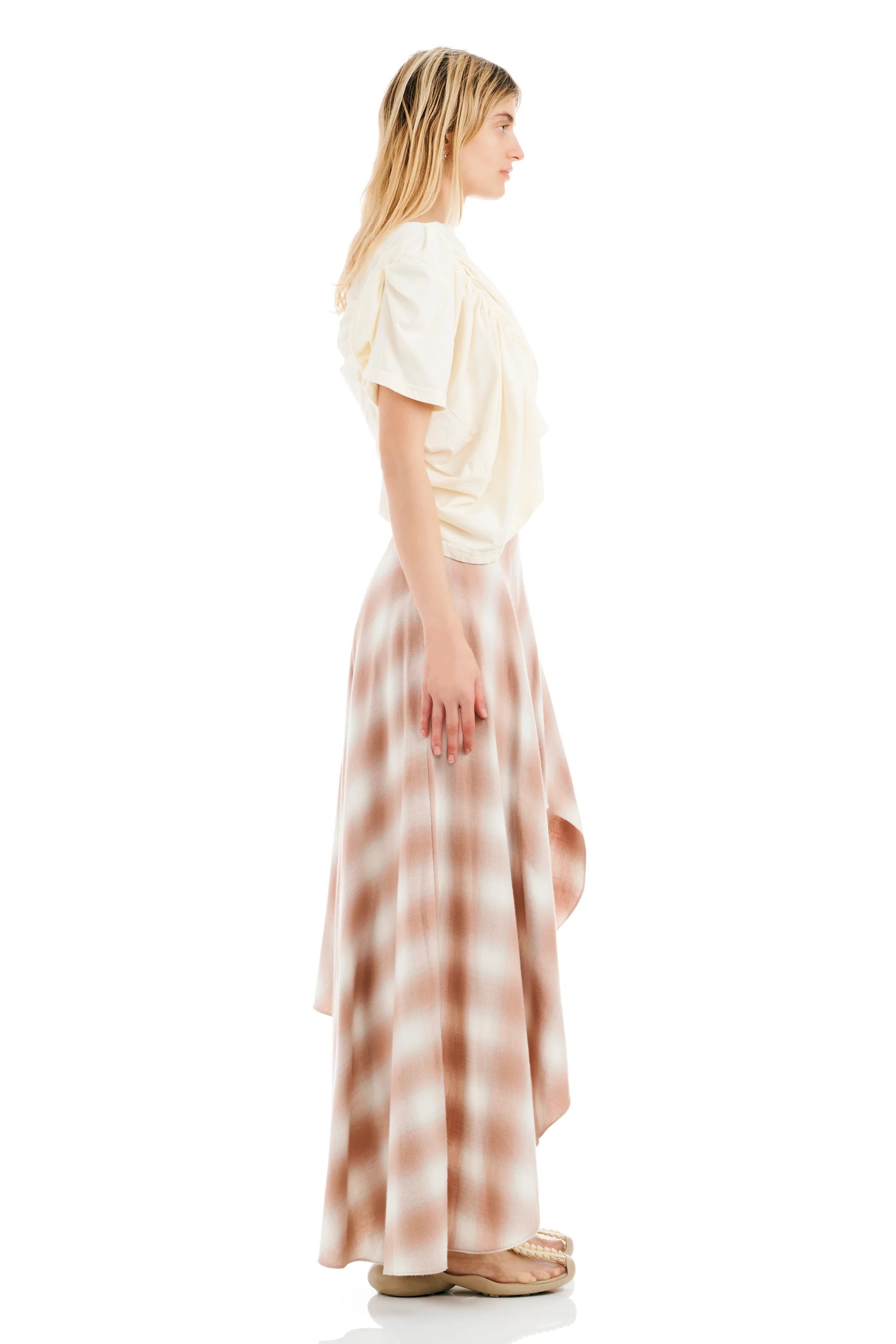 PEACH PLAID TULIP SKIRT - Image 4