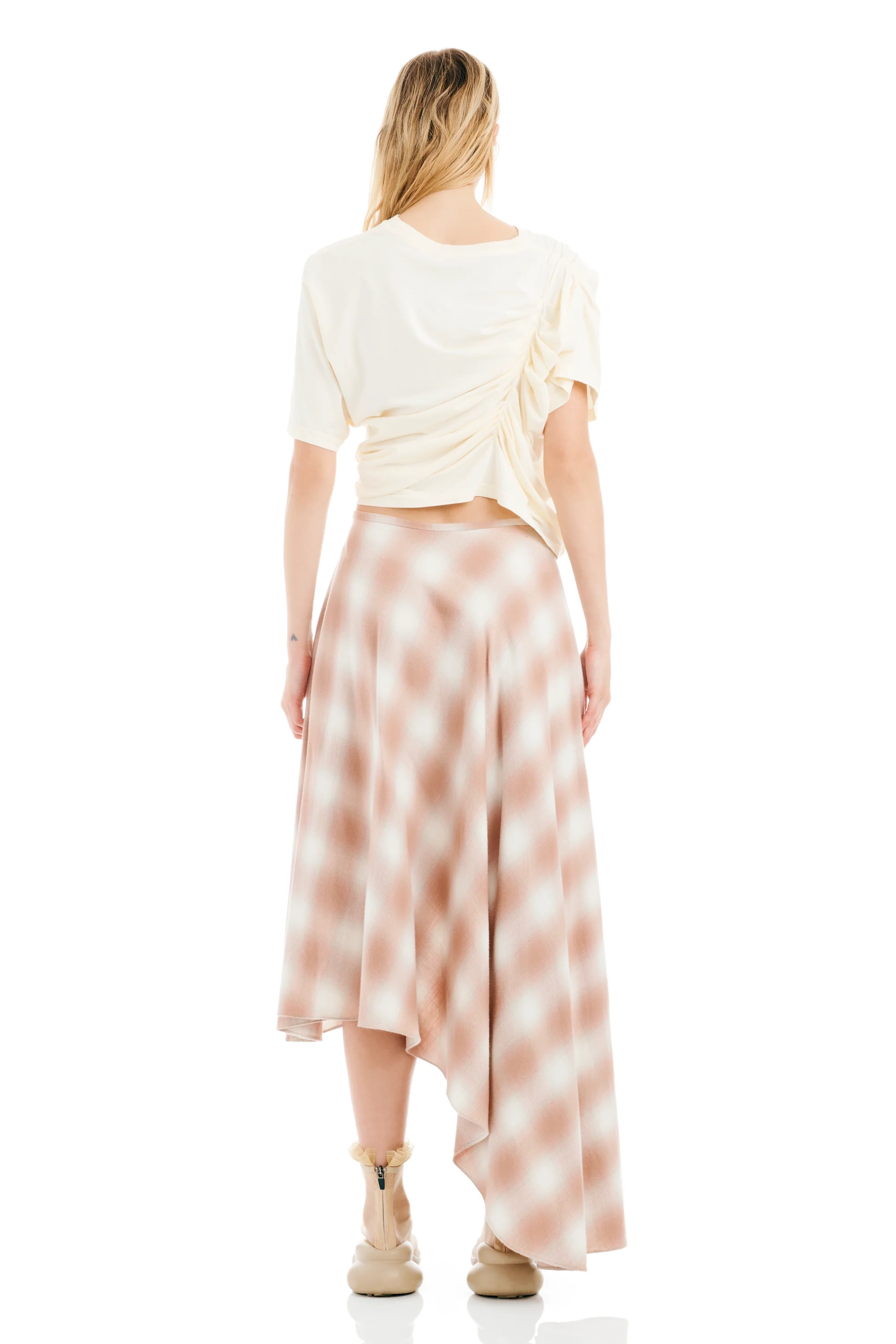 PEACH PLAID TULIP SKIRT - Image 5