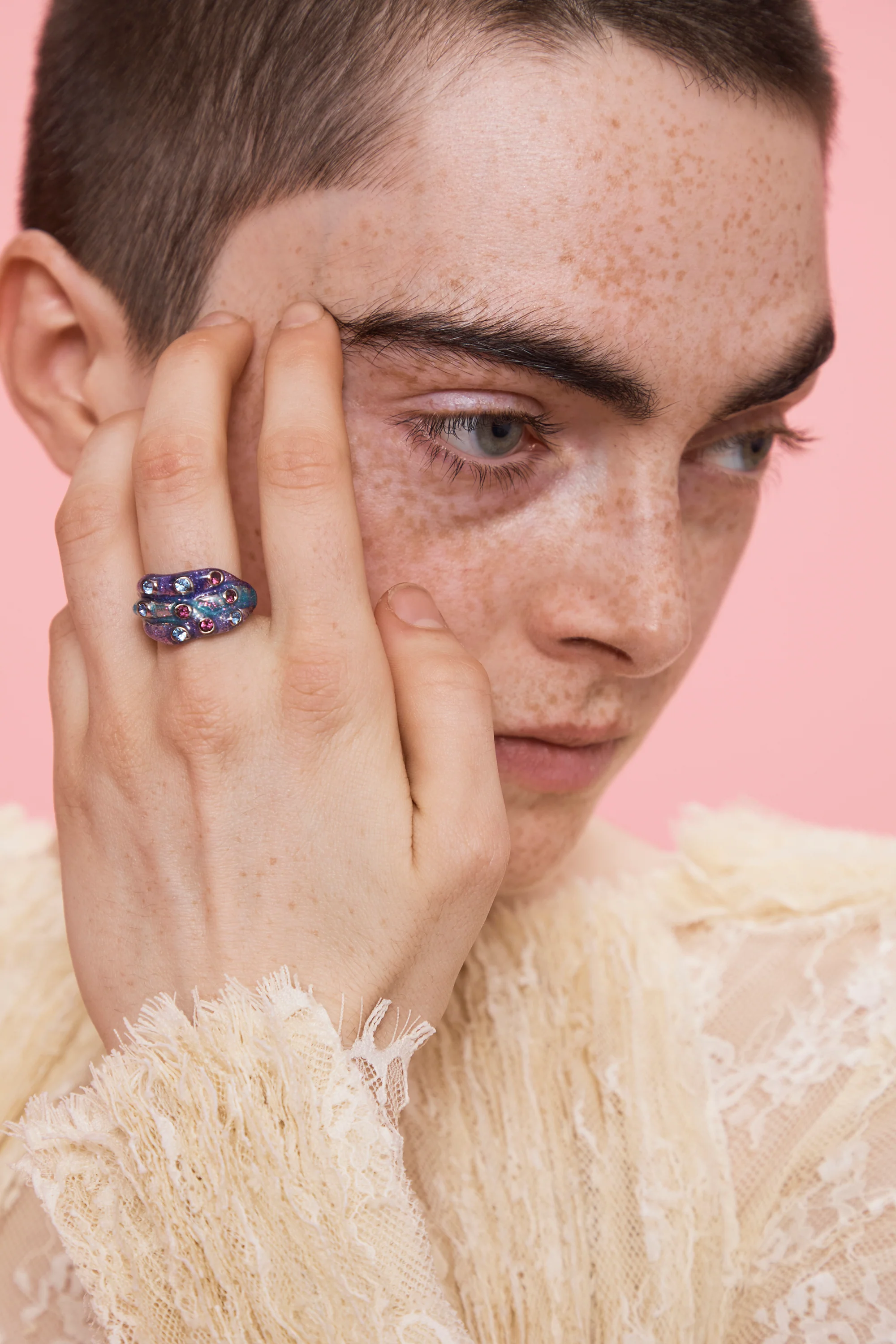 PERIWINKLE GLITTER STACKED RING - Image 3