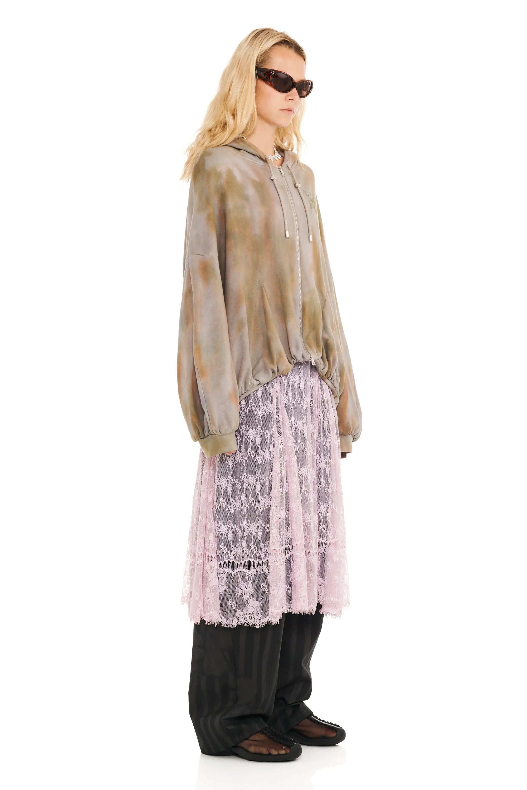 REISHI AURORA GATHERED ZIP UP HOODIE - Image 4