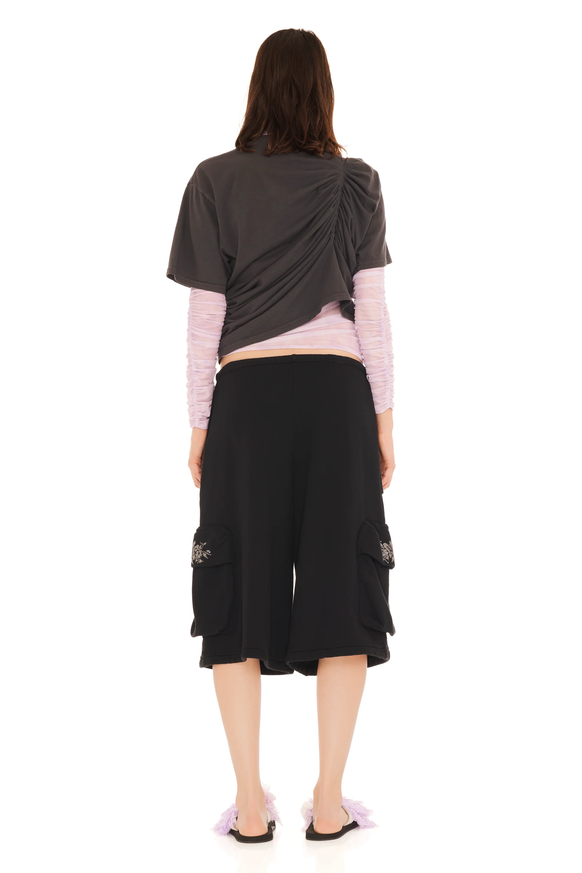 RHINESTONE BLACK CARGO SWEATSHORT - Image 5