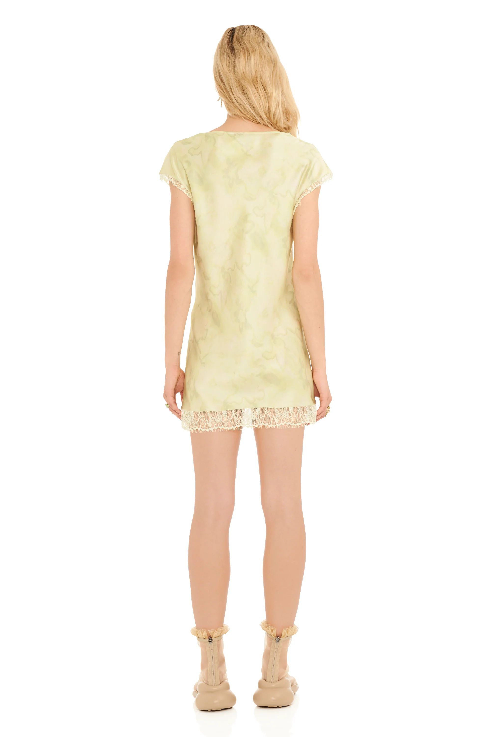 SAGE FLORAL SCRIBBLE WATERLILY MINI DRESS - Image 5