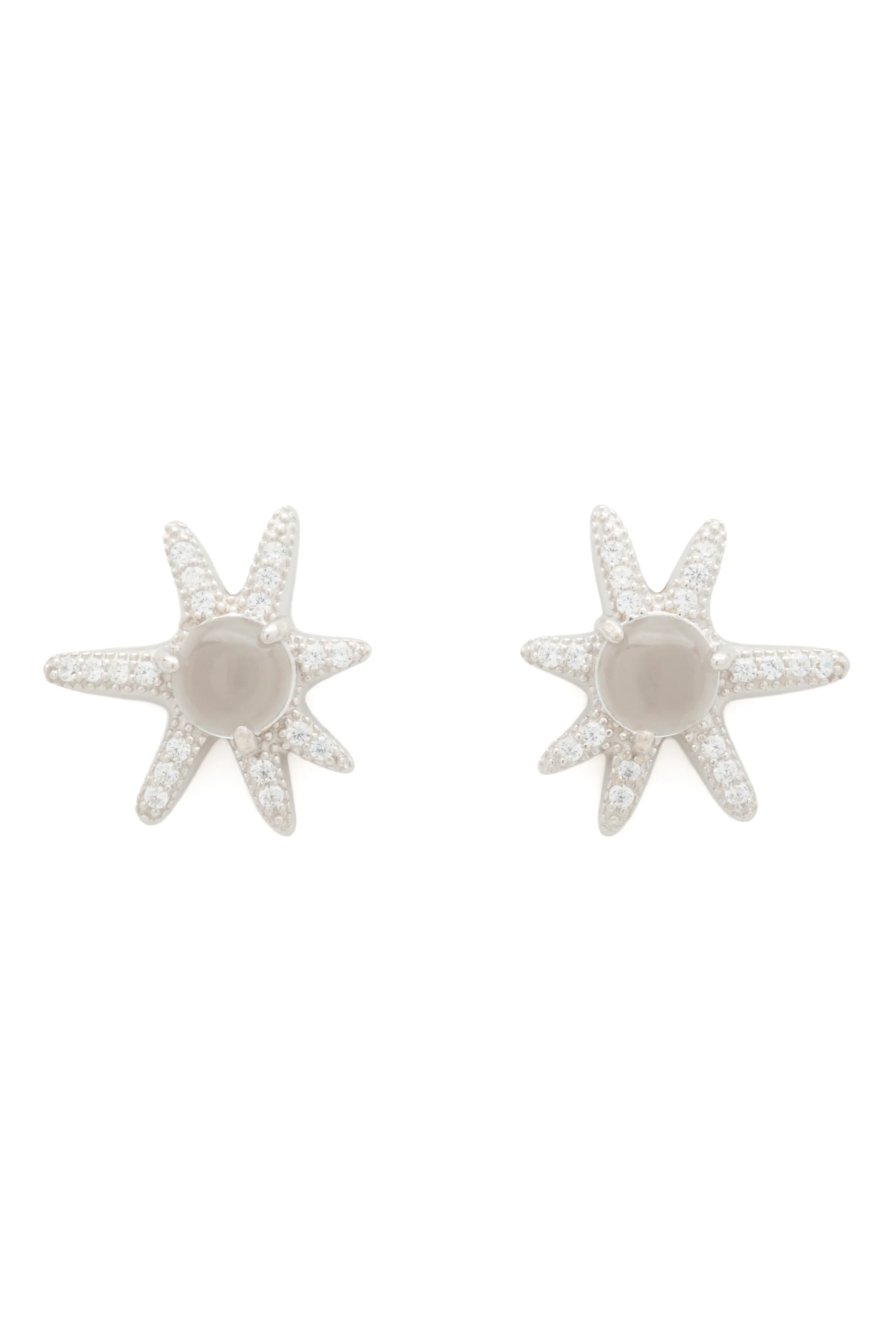 SILVER CLEAR ASTER EARRINGS