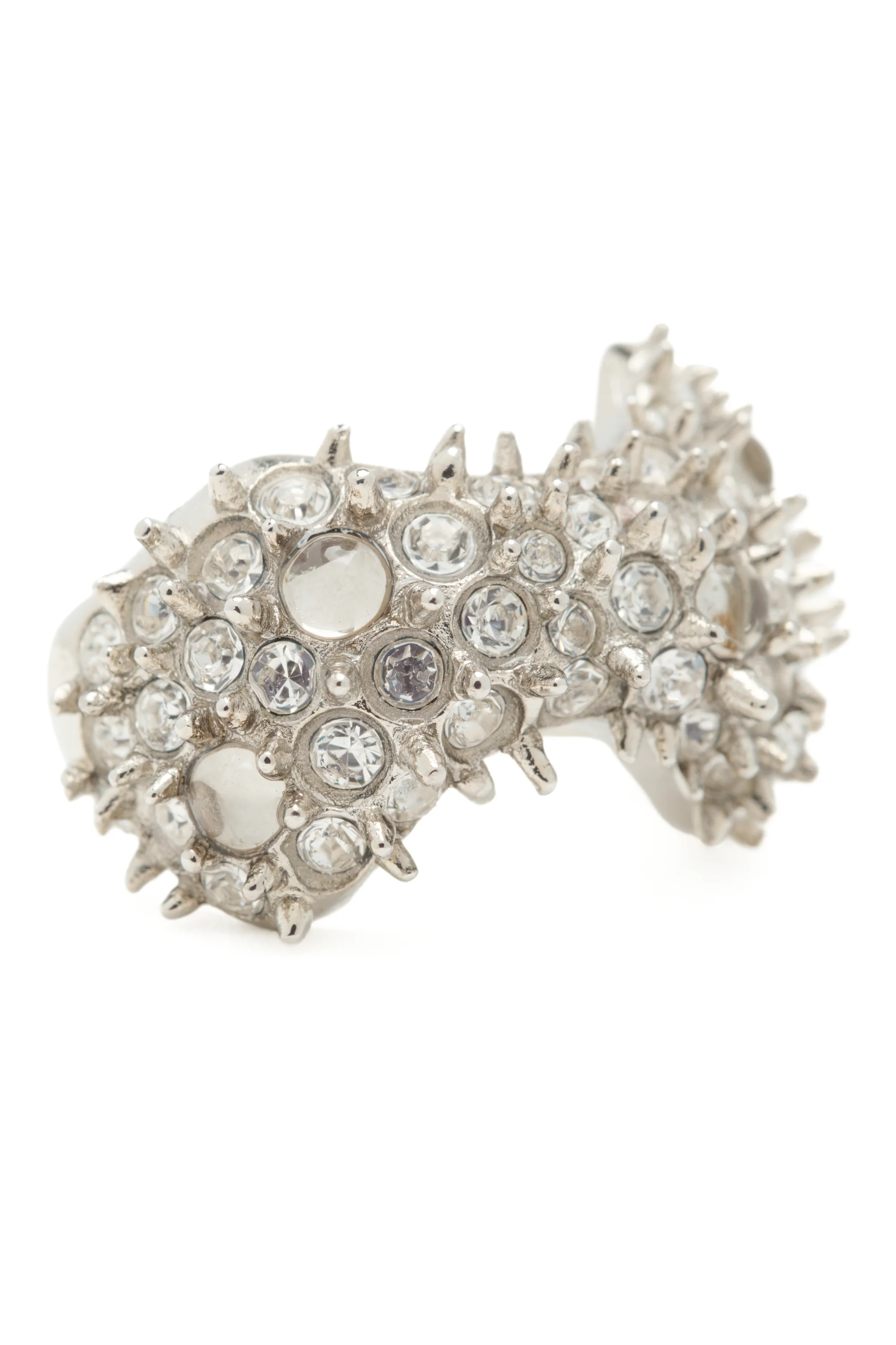SILVER CLEAR BAT SPIKE RING - Image 2