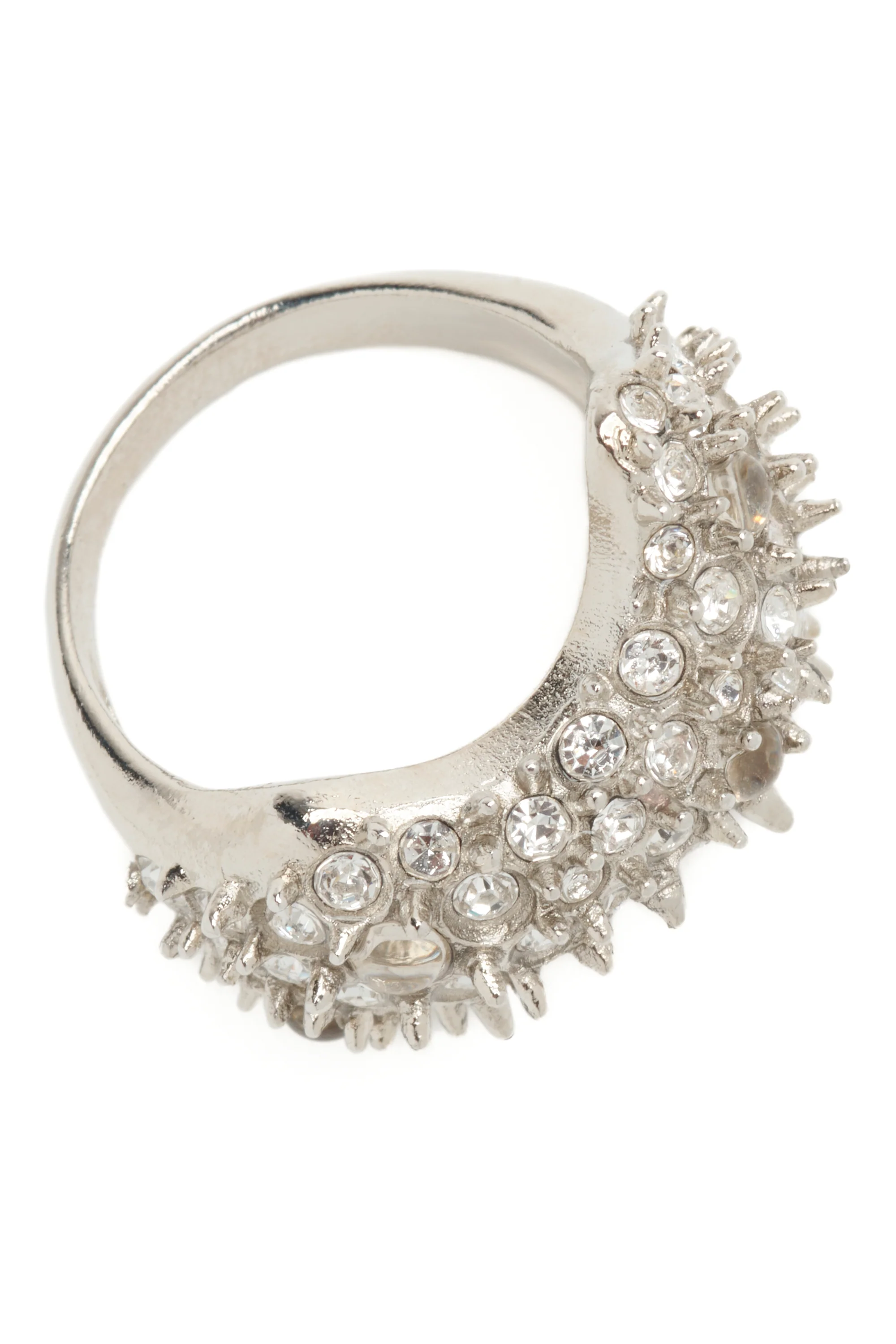 SILVER CLEAR BAT SPIKE RING - Image 4