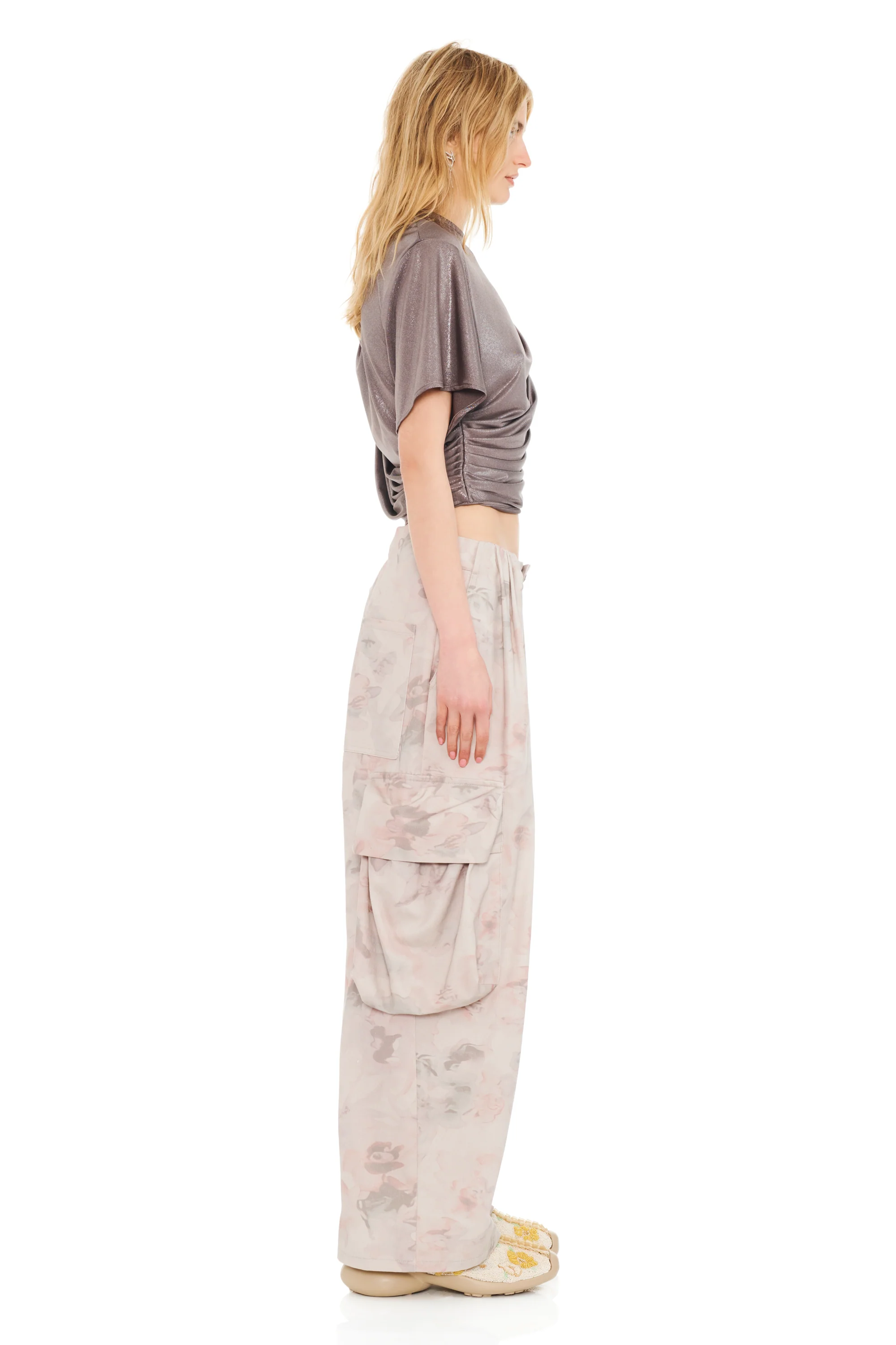 SILVER LAME EVA DRAPED TOP - Image 3