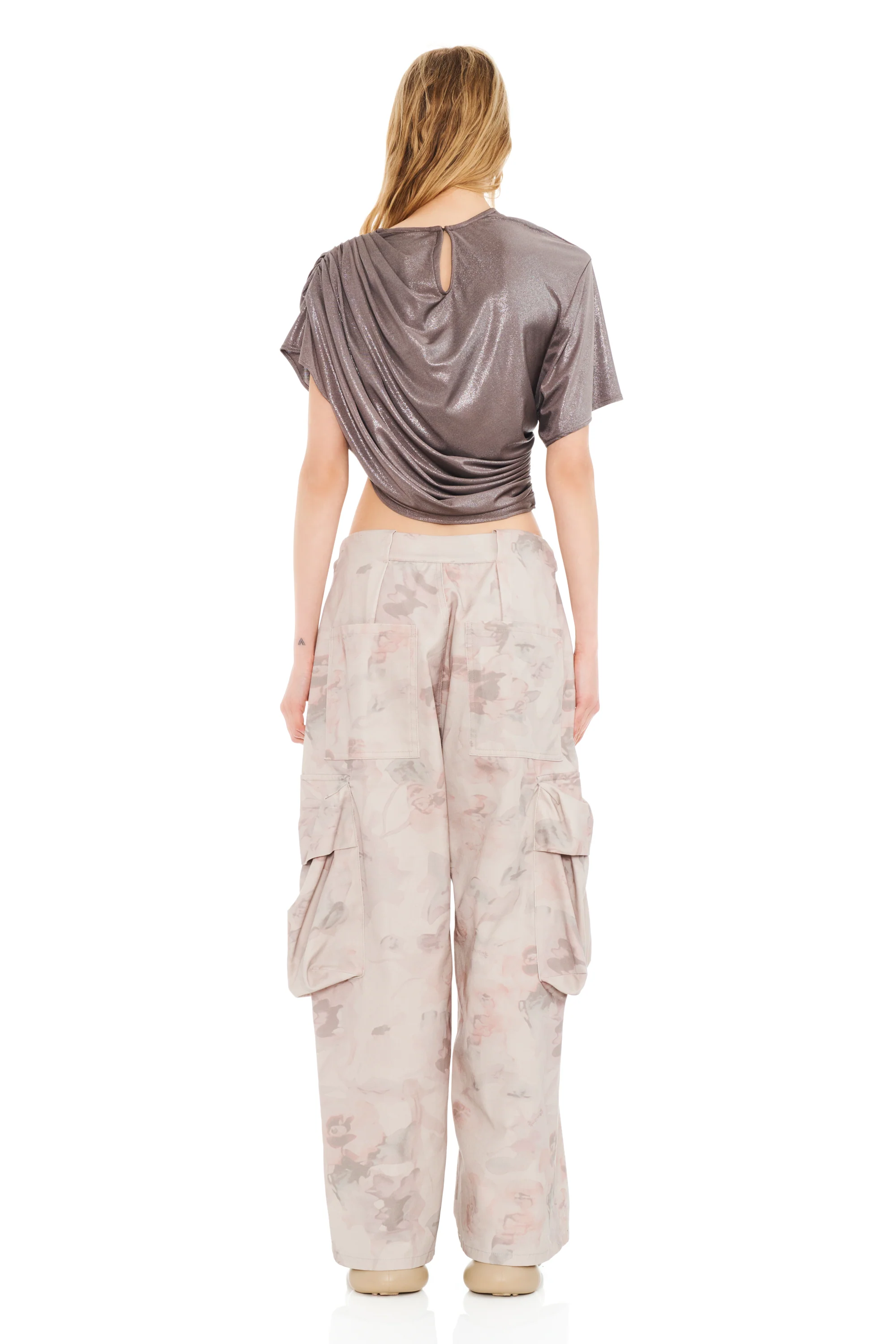 SILVER LAME EVA DRAPED TOP - Image 4