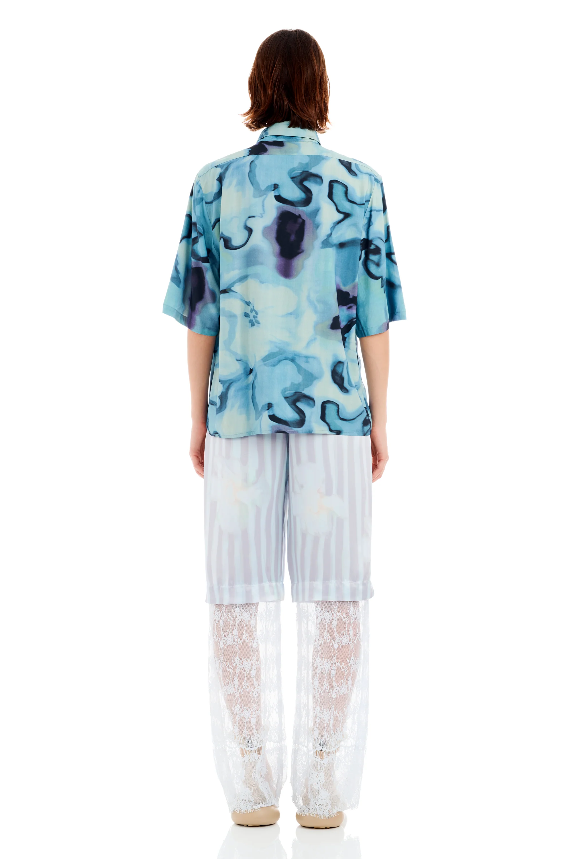 SKY WATERCOLOR FLORAL SUNNY BUTTON UP - Image 5