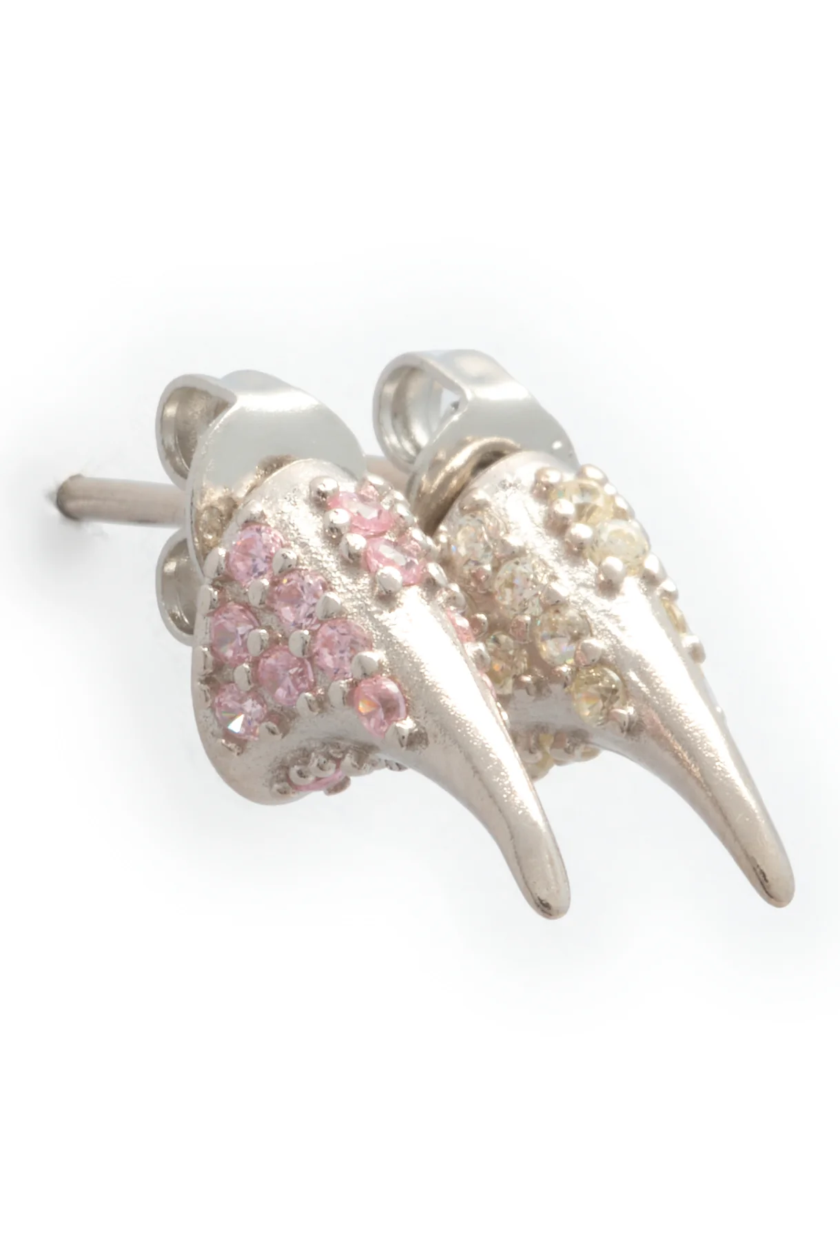 SOFT PINK CLEAR RHINESTONE HORN STUDS - Image 3