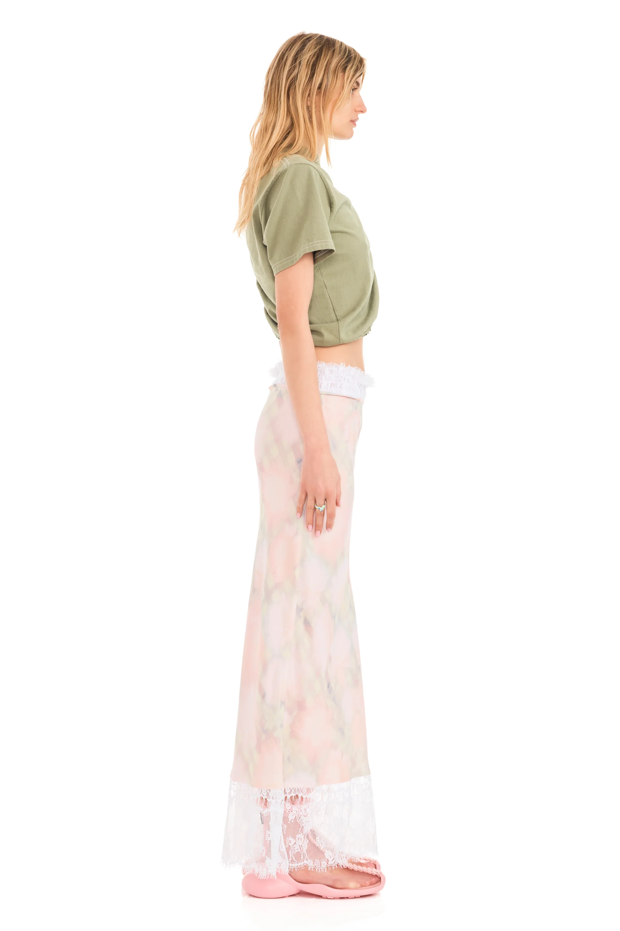 WASHED DAISY PLAID LACE YOD SKIRT - Image 4