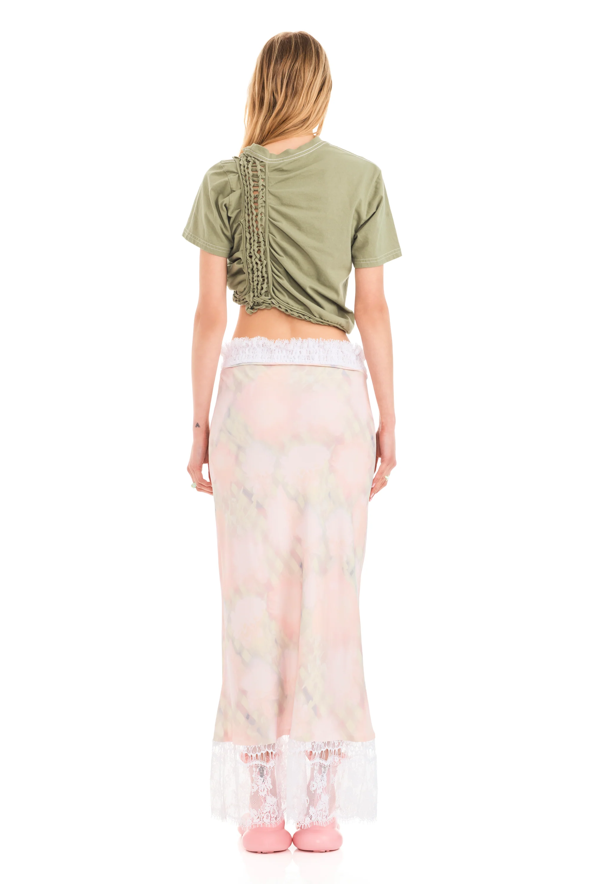 WASHED DAISY PLAID LACE YOD SKIRT - Image 5