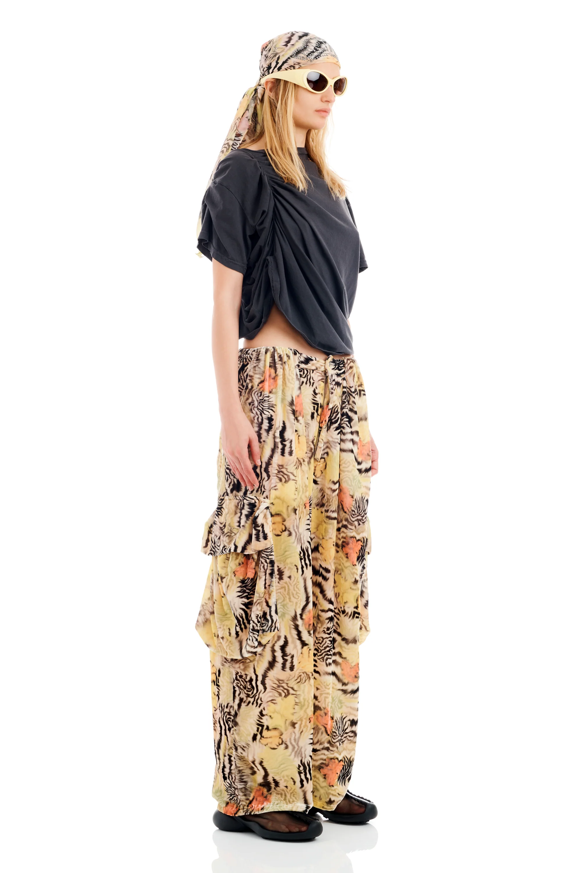 ZEBRA FLORAL PLEATED CARGO PANT - Image 4